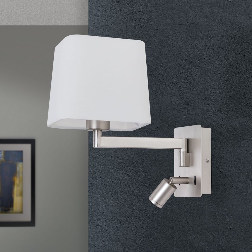LED-seinävalaisin CARLTON 1xE27/40W/230V + LED/3W valkoinen/mattakromi