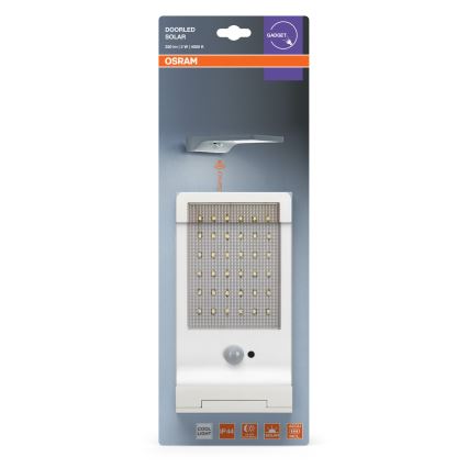 Osram - LED-aurinkokäyttöinen seinävalaisin tunnistimella DOORLED LED/3W/3,3V 2000 mAh IP44 valkoinen