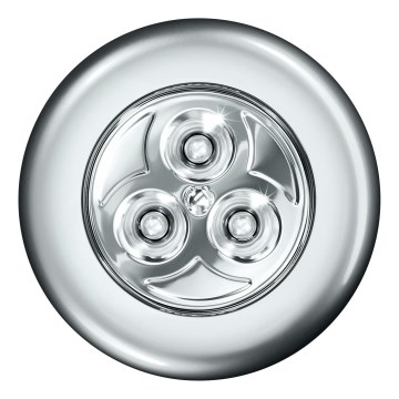 Osram - DOT-IT LED kosketusohjattu opastusvalo, 0,2 W, 3×AAA, halkaisija 6,8 cm, hopea