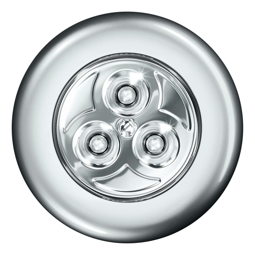 Osram - DOT-IT LED kosketusohjattu opastusvalo, 0,2 W, 3×AAA, halkaisija 6,8 cm, hopea