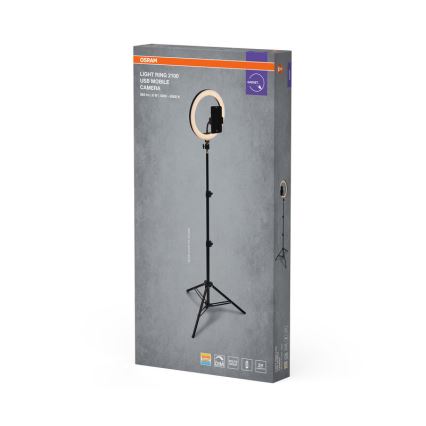 Osram - himmennettävä LED-lamppu jalustalla ja pidikkeellä vloggaamiseen LED/6W/USB 210 mAh