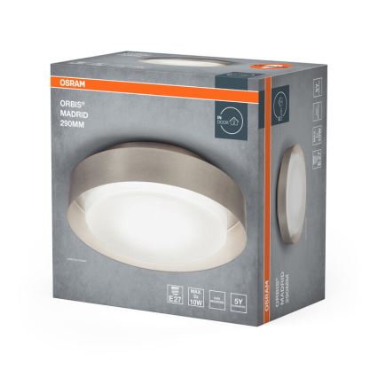 Osram - Kattovalaisin ORBIS MADRID 2xE27/10W/230V halkaisija 29 cm mattakromi