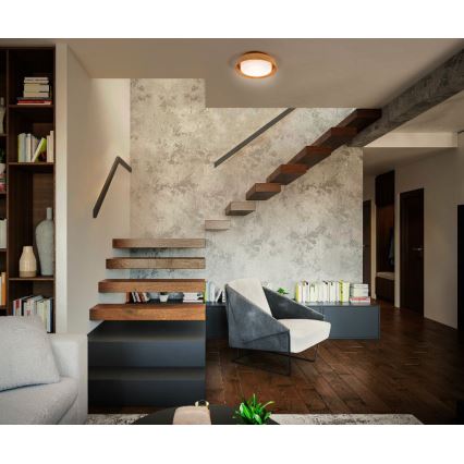 Osram - Kattovalaisin ORBIS MADRID 2xE27/10W/230V halkaisija 29 cm, puukuosi