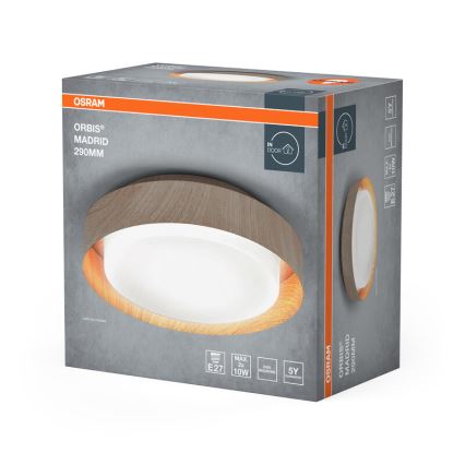 Osram - Kattovalaisin ORBIS MADRID 2xE27/10W/230V halkaisija 29 cm, puukuosi