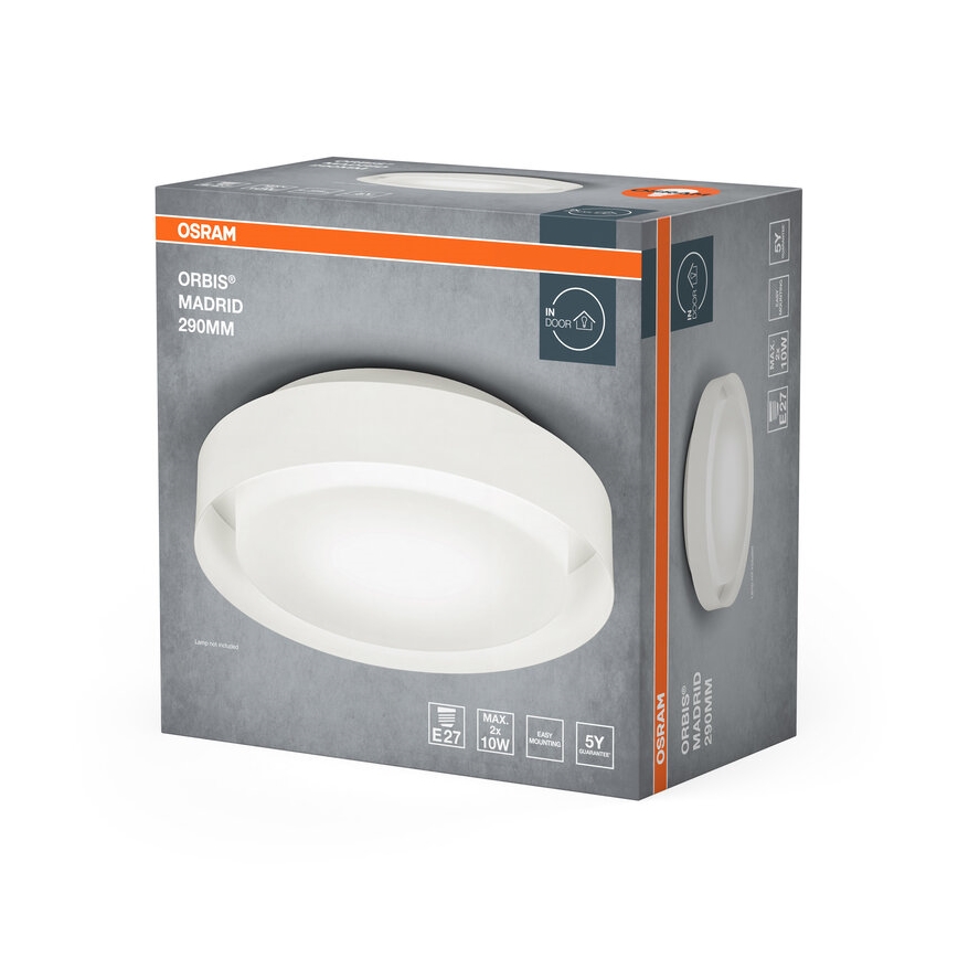 Osram - Kattovalaisin ORBIS MADRID 2xE27/10W/230V halkaisija 29 cm valkoinen