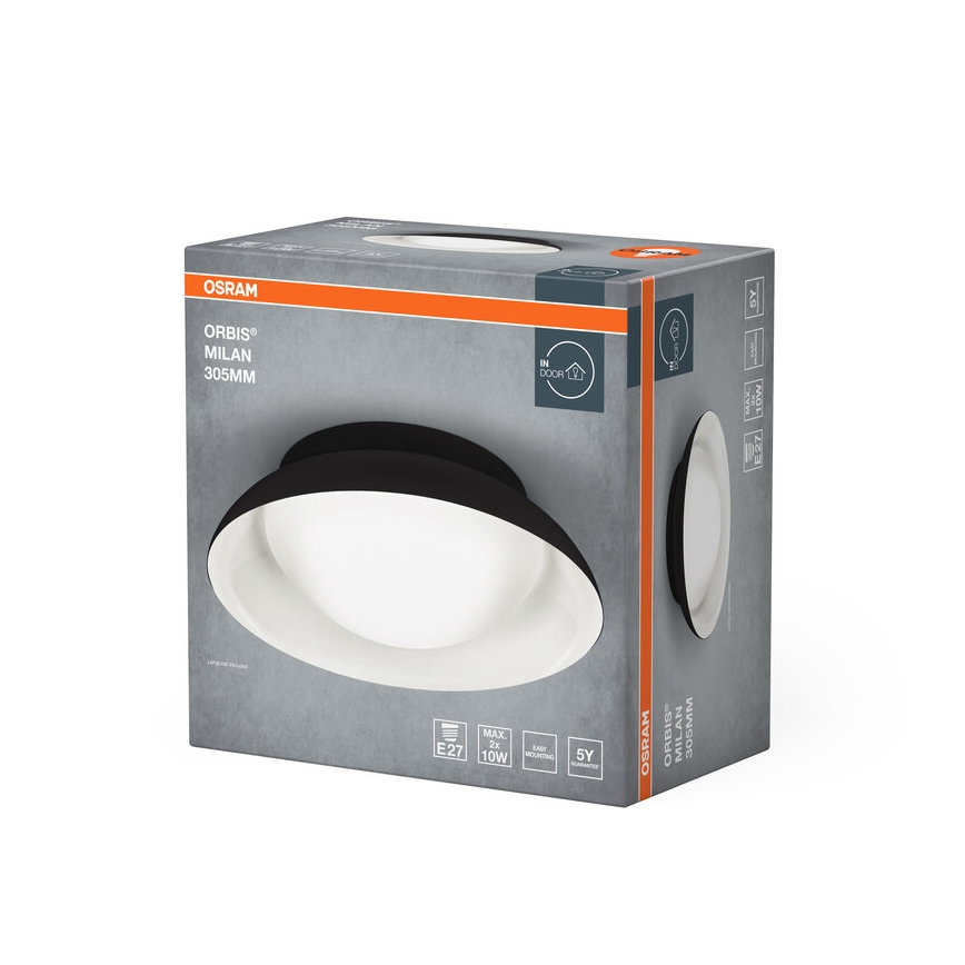 Osram - Kattovalaisin ORBIS MILAN 2xE27/10W/230V halkaisija 30,5 cm musta