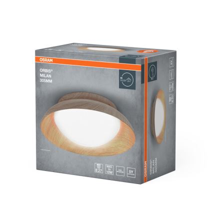 Osram - Kattovalaisin ORBIS MILAN 2xE27/10W/230V Ø 30,5 cm, puukuosi