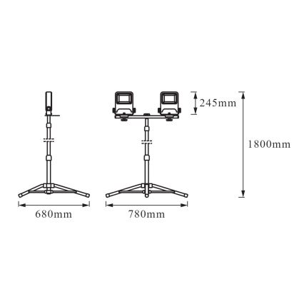 Osram - LED-heijastin TRIPOD-jalustalla 2xLED/50W/230V IP65