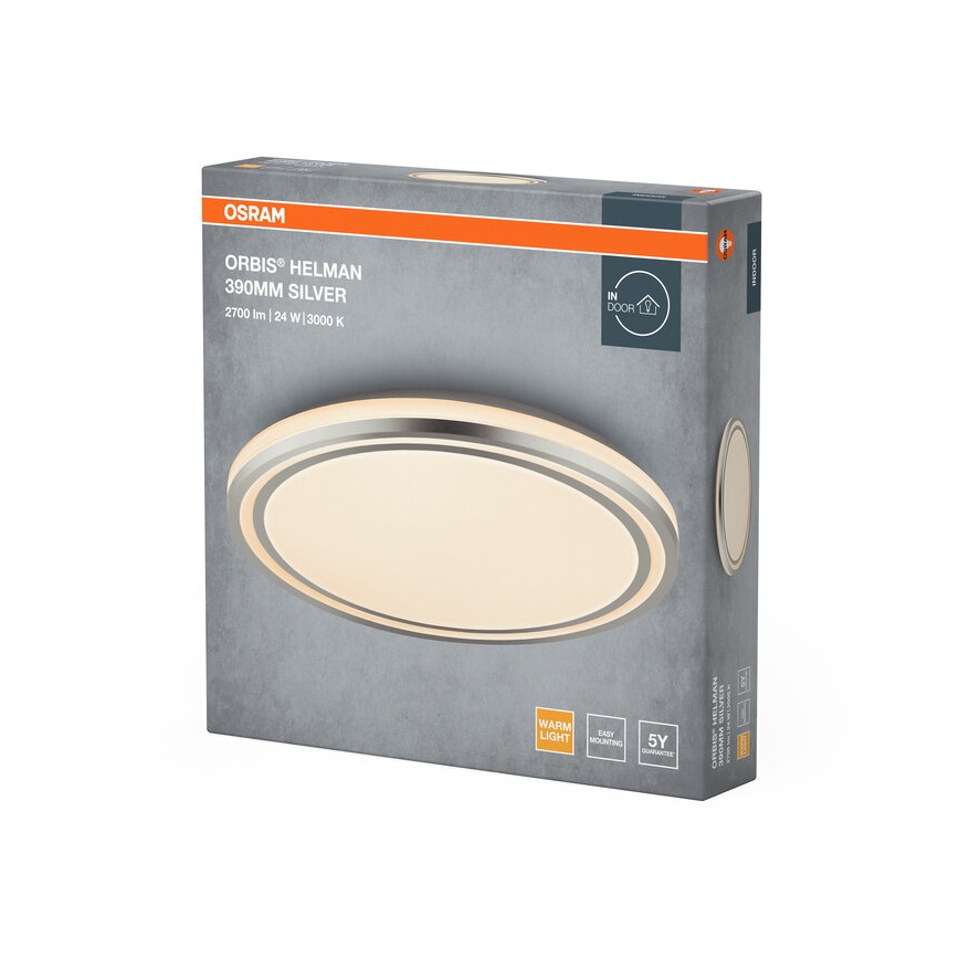 Osram - LED-kattovalaisin ORBIS HELMAN LED/24W/230V, halkaisija 39 cm, hopea