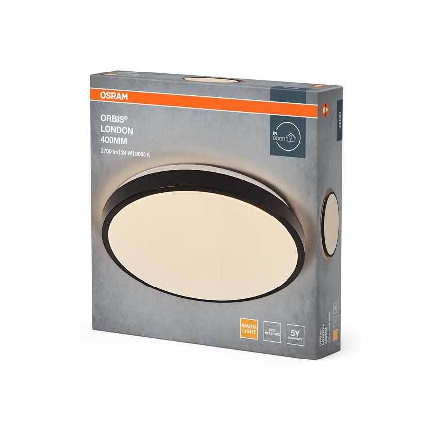 Osram - LED-kattovalaisin ORBIS LONDON LED/24W/230V, halkaisija 39,5 cm, musta