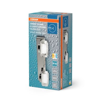 Osram - LED-kylpyhuoneen seinävalaisin ORBIS FLAME 2xLED/5,5W/230V 3000/4000K IP44 kiiltävä kromi