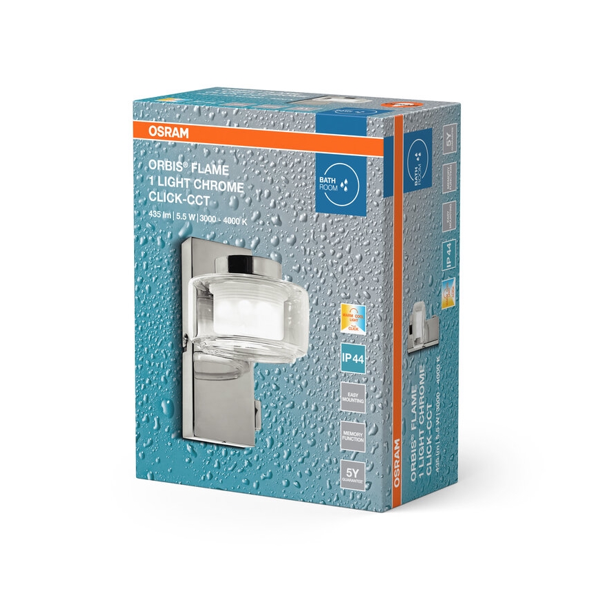Osram - LED-kylpyhuoneen seinävalaisin ORBIS FLAME LED/5,5W/230V 3000/4000K IP44 kiiltävä kromi