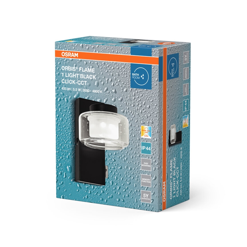 Osram - LED-kylpyhuoneen seinävalaisin ORBIS FLAME LED/5,5W/230V 3000/4000K IP44 musta