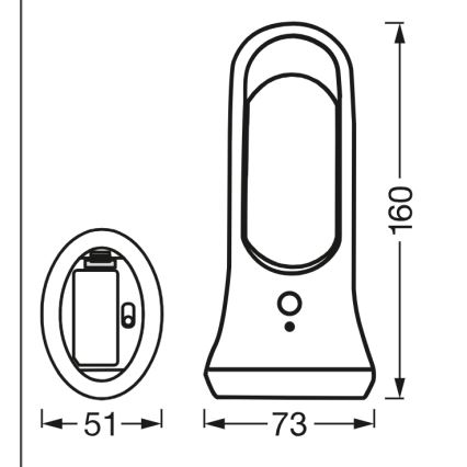 Osram - LED-orientaatiovalaisin liike- ja hämärätunnistimella MOBILE LED/0,7W/4xAAA valkoinen