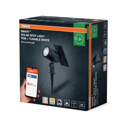 Ledvance - LED RGBW himmennettävä aurinkovalaisin SMART+ SOLAR LED/0,6W/3,7V 2000 mAh 3000-6500K IP44