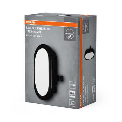 Osram - LED ulkoseinävalaisin BULKHEAD LED/6W/230V IP54 musta
