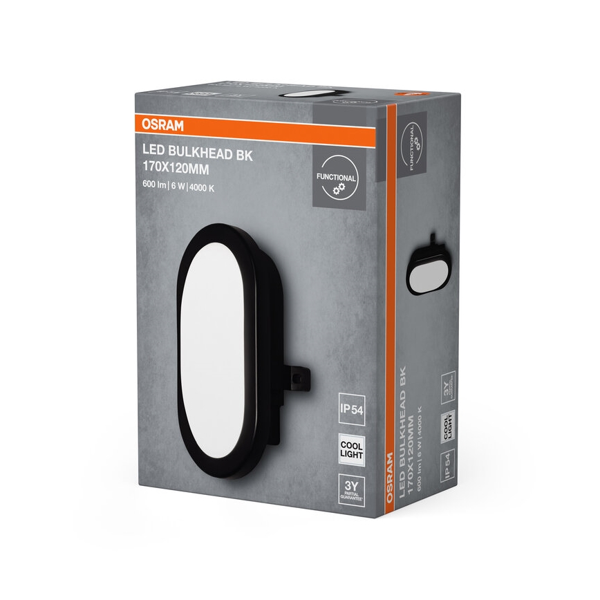 Osram - LED ulkoseinävalaisin BULKHEAD LED/6W/230V IP54 musta