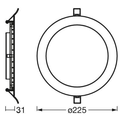 Osram - LED upotettava valo SLIM LED/22W/230V 4000K
