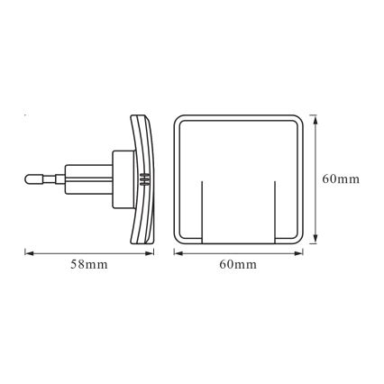 Osram - LED-yövalo anturilla LUNETTA LED/0,3W/230V, valkoinen