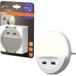 Osram - LED-yövalo pistorasiaan anturilla LUNETTA 2xUSB LED/13W/230V