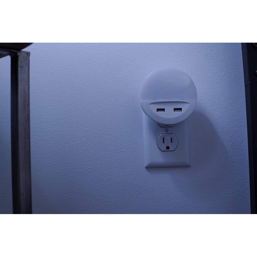 Osram - LED-yövalo pistorasiaan anturilla LUNETTA 2xUSB LED/13W/230V