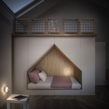 Osram - LED-opastevalaisin pistorasiaan USB-liitännällä LUNETTA LED/15W/230V valkoinen