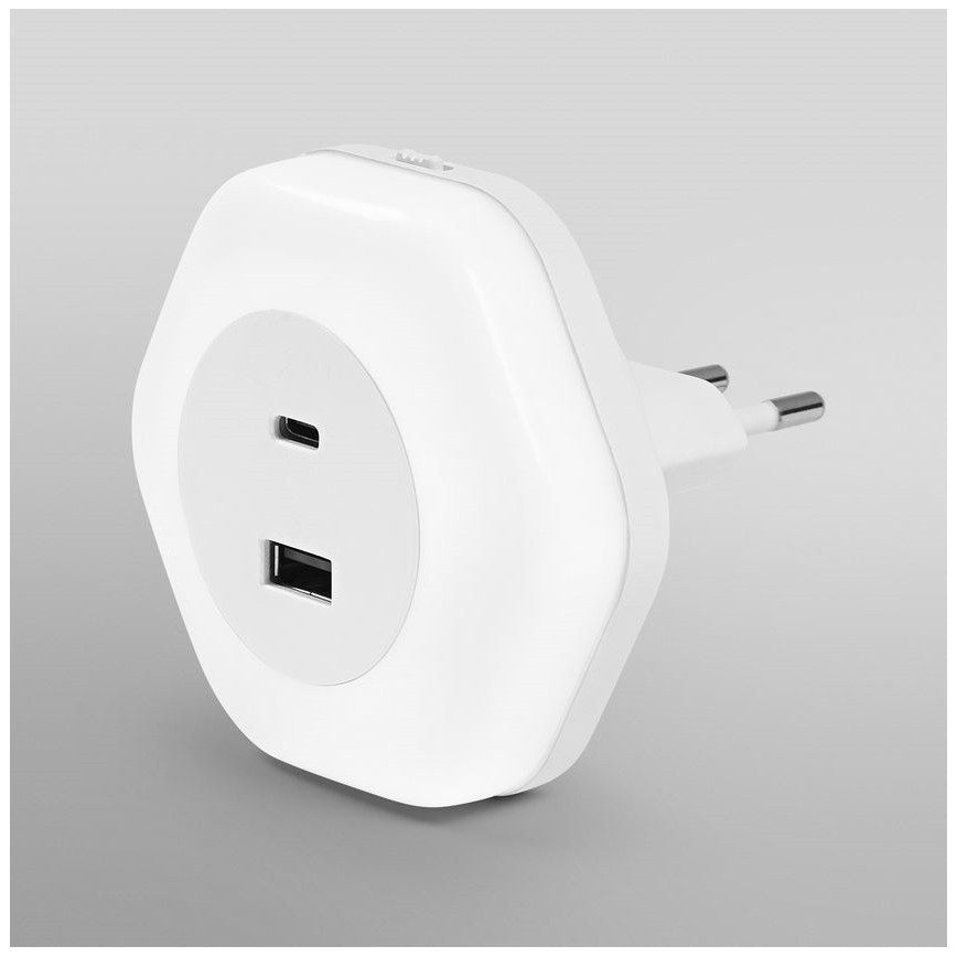 Osram - LED-opastevalaisin pistorasiaan USB-liitännällä LUNETTA LED/15W/230V valkoinen
