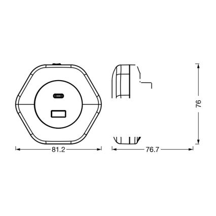 Osram - LED-opastevalaisin pistorasiaan USB-liitännällä LUNETTA LED/15W/230V valkoinen