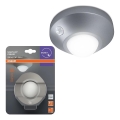 Osram - NIGHTLUX LED opastusvalaisin anturilla LED/2W/3xAA, hopeanvärinen