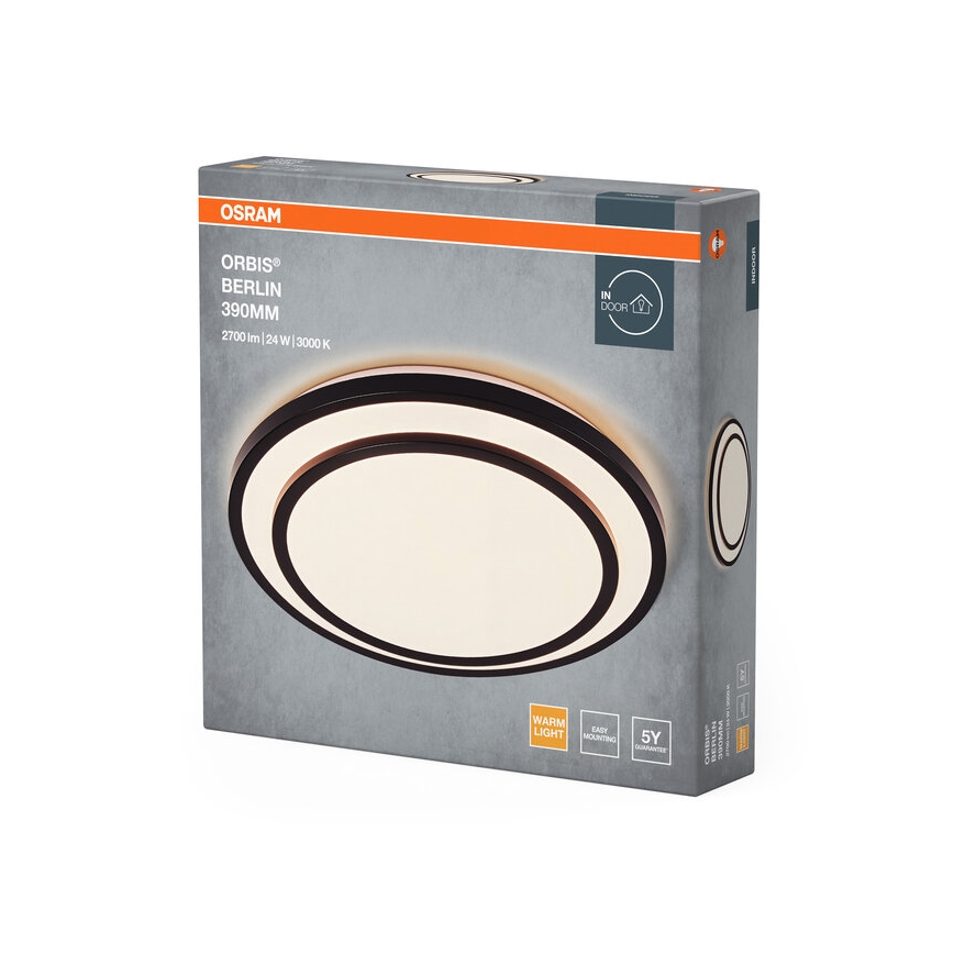 Osram - ORBIS BERLIN LED-kattovalaisin LED/24W/230V, halkaisija 39 cm, musta