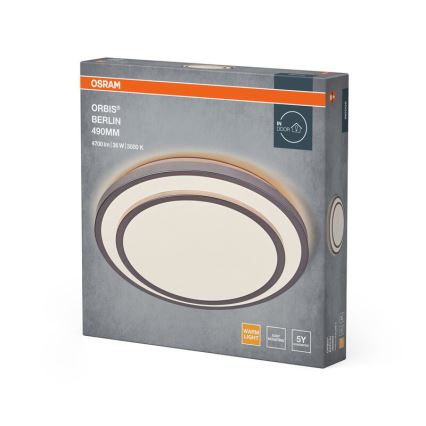 Osram - ORBIS BERLIN LED-kattovalaisin LED/36W/230V halkaisija 49,2 cm hopea