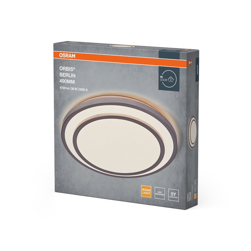 Osram - ORBIS BERLIN LED-kattovalaisin LED/36W/230V halkaisija 49,2 cm hopea