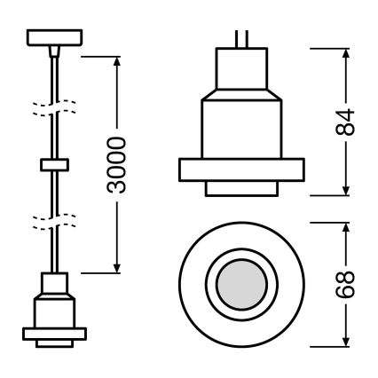 Osram - PENDULUM-virtajohto 1xE27/40W/230V musta