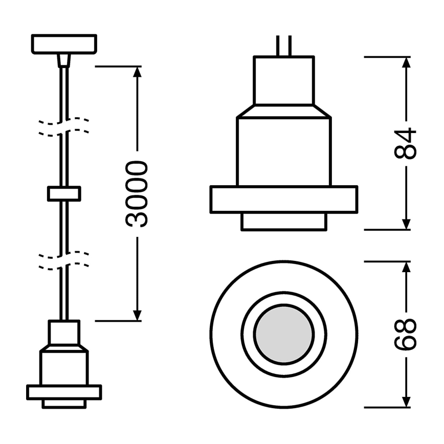 Osram - PENDULUM-virtajohto 1xE27/40W/230V musta