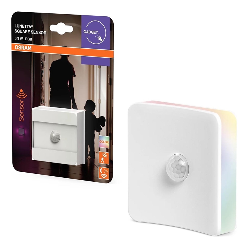 Osram - RGB-LED pistorasiaan kytkettävä yövalo anturilla LUNETTA LED/0,3W/230V