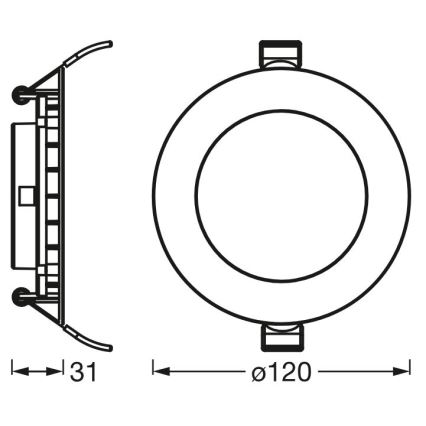 Osram - SLIM upotettava LED-alasvalo, 8 W, 230 V, 6500 K, Ø 12 cm