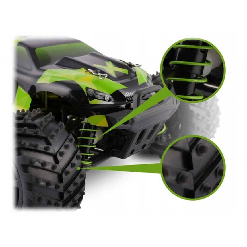 Overmax - radio-ohjattava RC-auto X-MONSTER 3.0 1700 mAh Musta/Vihreä