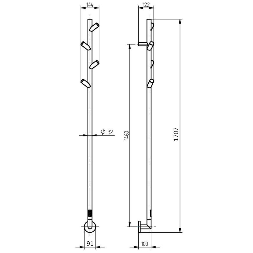 P.M.H. LS1B - Sähköinen pyyhekuivain LISA 24 W/230 V, 170 cm, IP44, musta