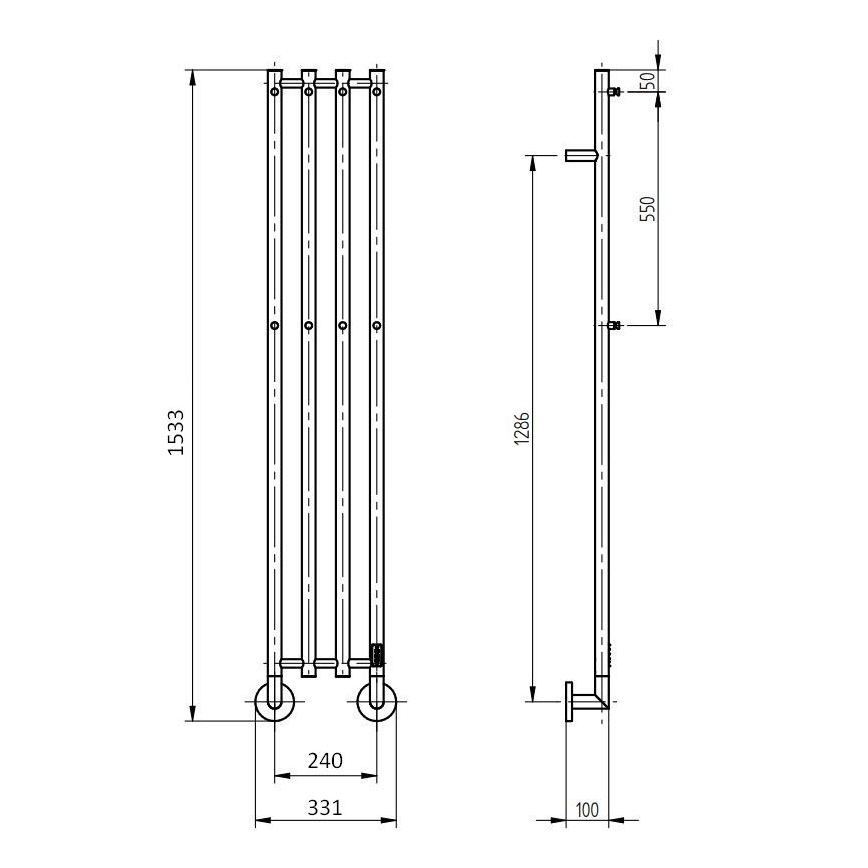 P.M.H. MO1B-R - Sähköinen pyyhekuivain MONA 93W/230V 153,3 cm IP44 musta
