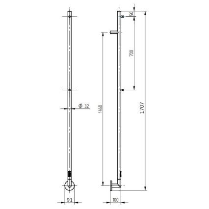 P.M.H. OL1B - Sähköinen pyyhekuivain OLE 24W/230V 170 cm IP44 musta