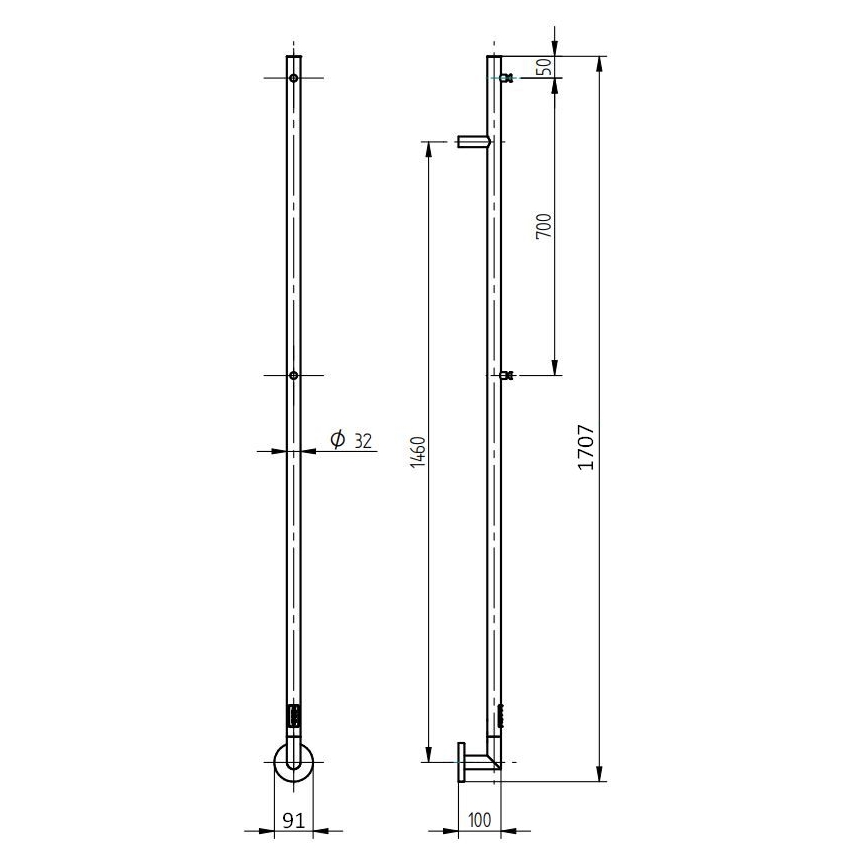 P.M.H. OL1B - Sähköinen pyyhekuivain OLE 24W/230V 170 cm IP44 musta
