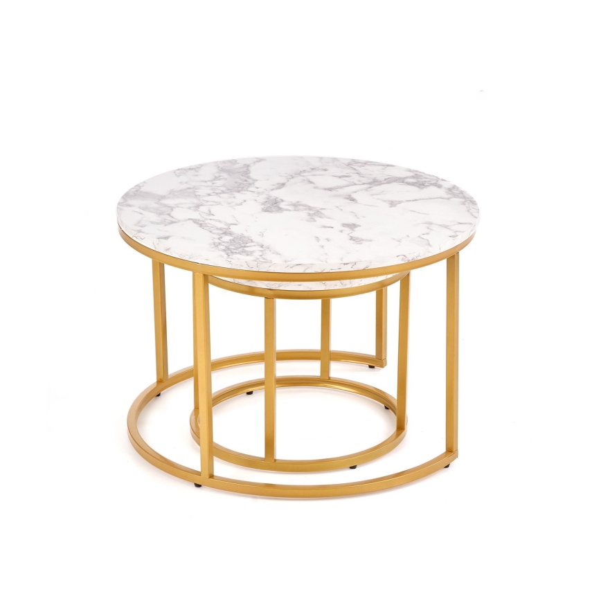 PACILA-sohvapöytäsarja, 2 kpl, marmori/kulta