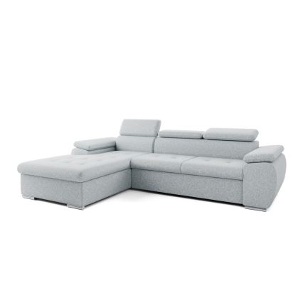 PADUA L-muotoinen vuoteeksi avattava vasen kulmasohva, harmaa, säilytystilalla
