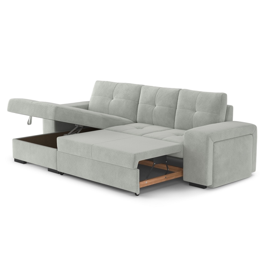 PALERMO avattava vuodesohva säilytystilalla ja rahilla, vaaleanharmaa, vasen