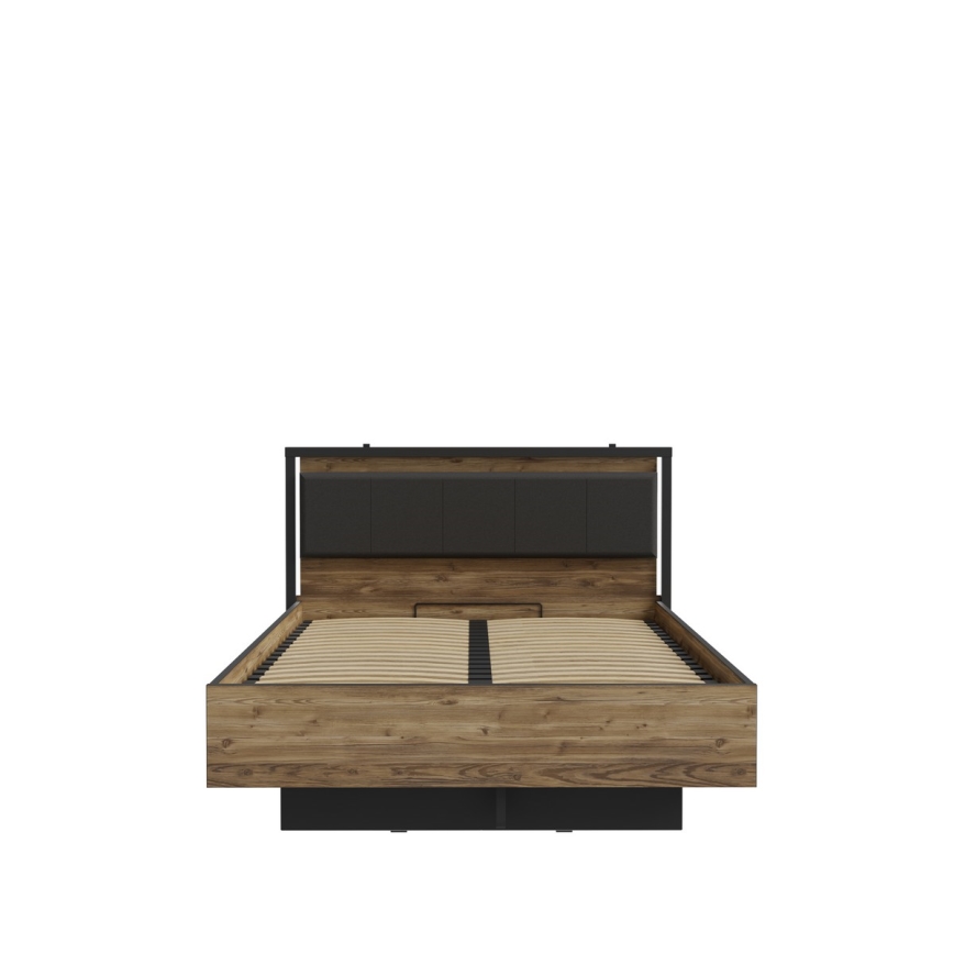 Parivuode OREN 140x200 cm, säilytystilalla, ruskea/musta