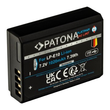 PATONA - Akku Canon LP-E10 1020mAh Li-Ion Platinum USB-C lataus