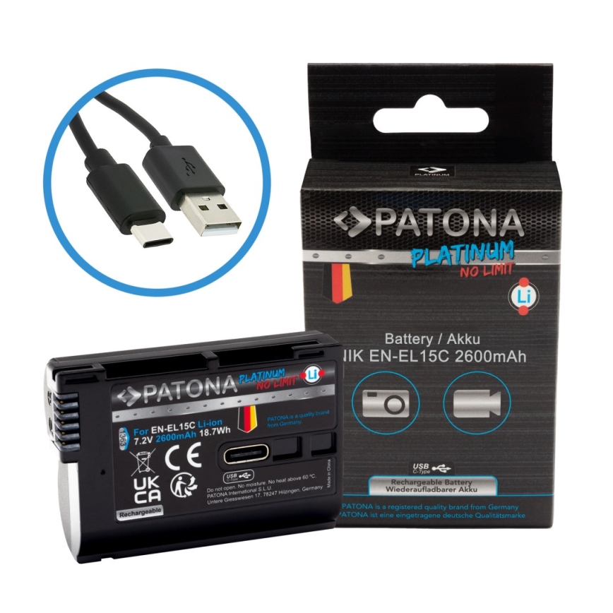 PATONA - Akku Nikon EN-EL15C 2600mAh Li-Ion Platinum USB-C