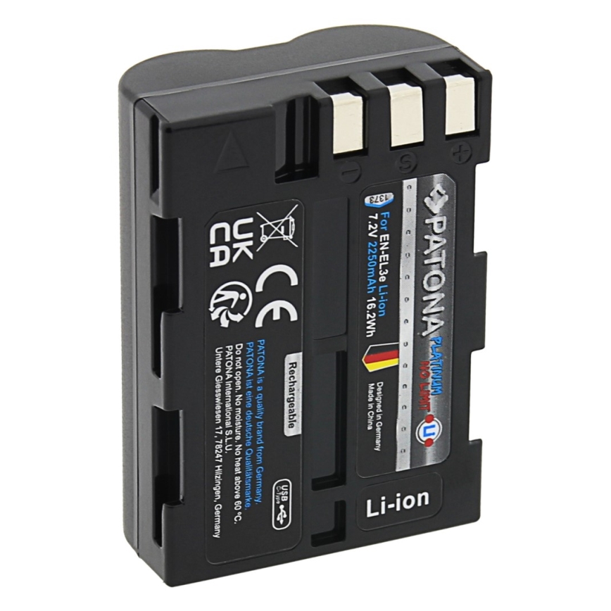 PATONA - Akku Nikon EN-EL3E 2250mAh Li-Ion Platinum USB-C lataus