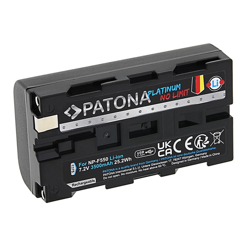 PATONA - Akku Sony NP-F550/F330/F570 3500mAh Li-Ion Platinum USB-C lataus