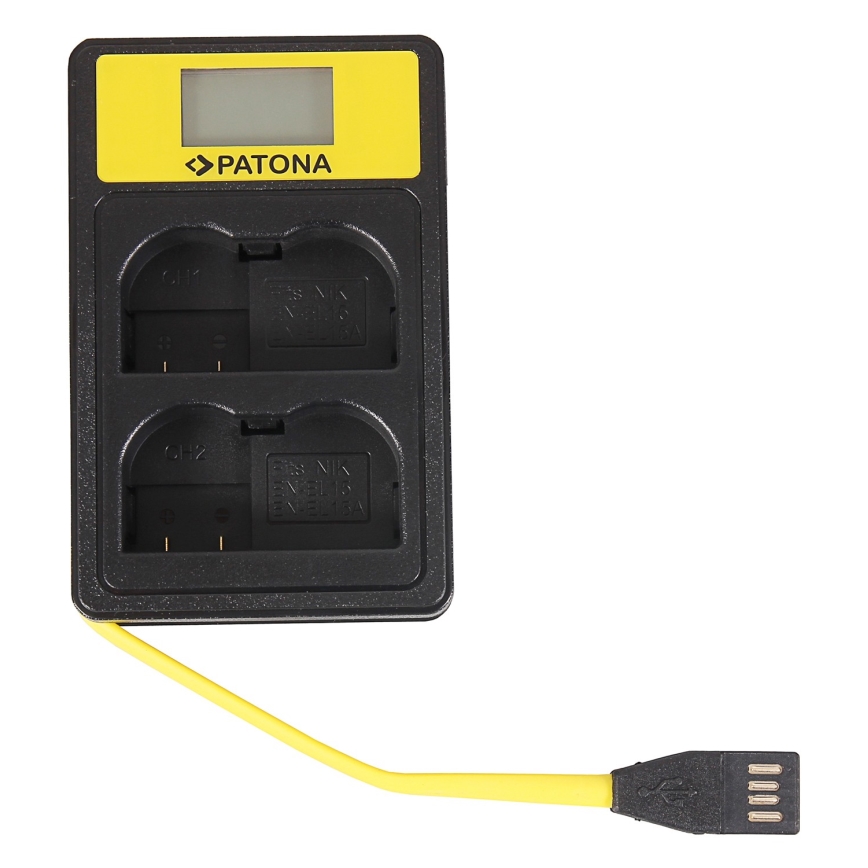 PATONA - Dual Nikon EN-EL15 -laturi, LCD, USB